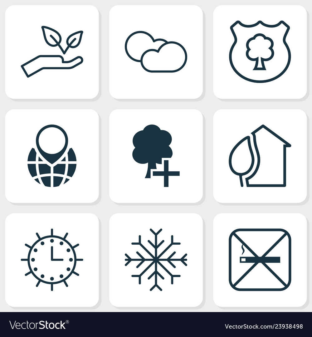 Eco-friendly icons set with globe pointer protect Vector Image Eco-friendly icons set with globe pointer protect