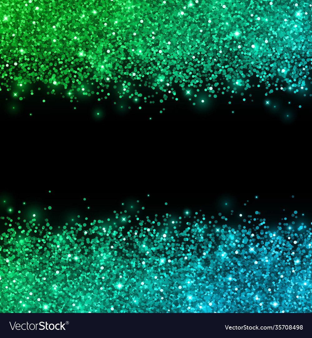 Glitter with green blue color effect on black Vector Image