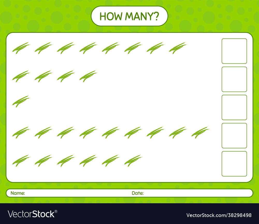 How many counting game with green bean worksheet
