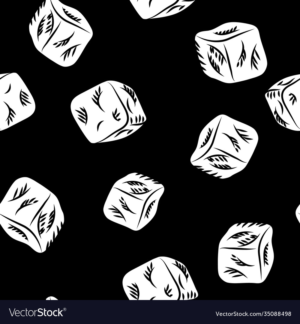 Ice cube sketch seamless pattern on blackboard vector image Ice cube sketch seamless pattern on blackboard