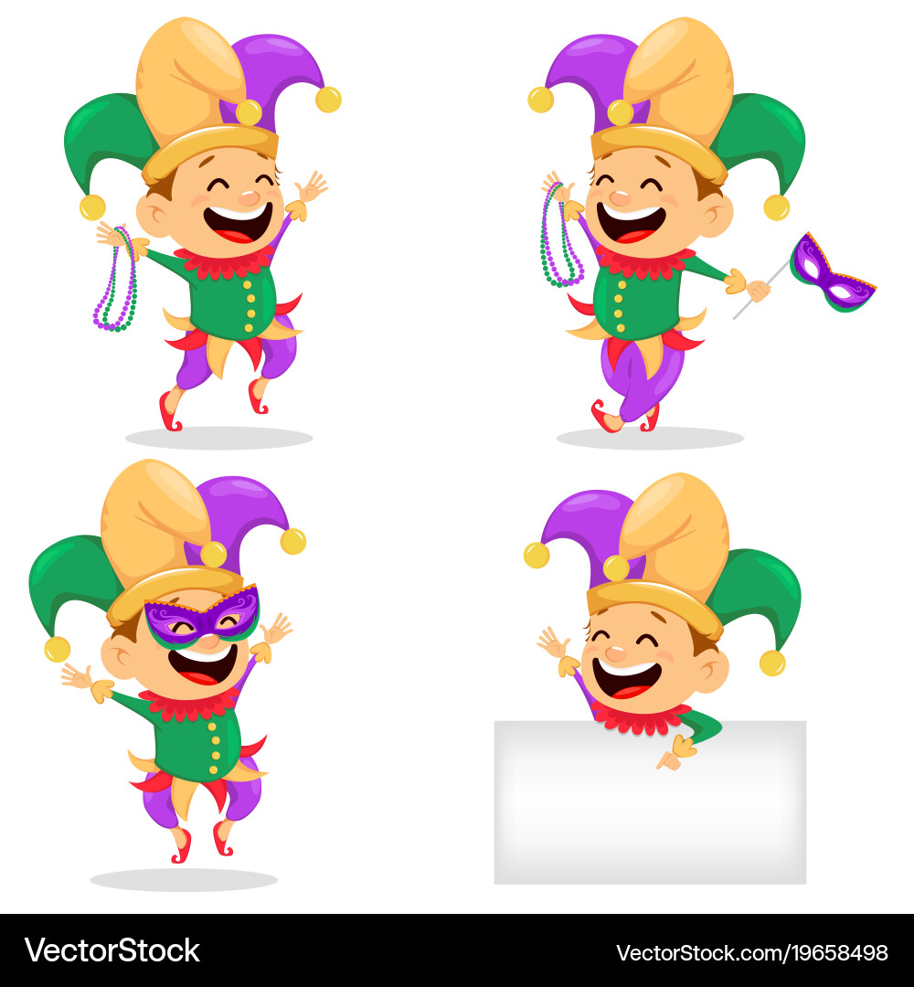 Mardi Gras Jester Set Royalty Free Vector Image