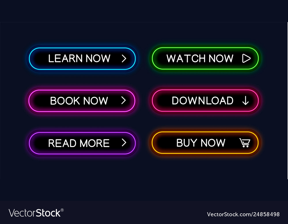 Neon Glowing Buttons Set