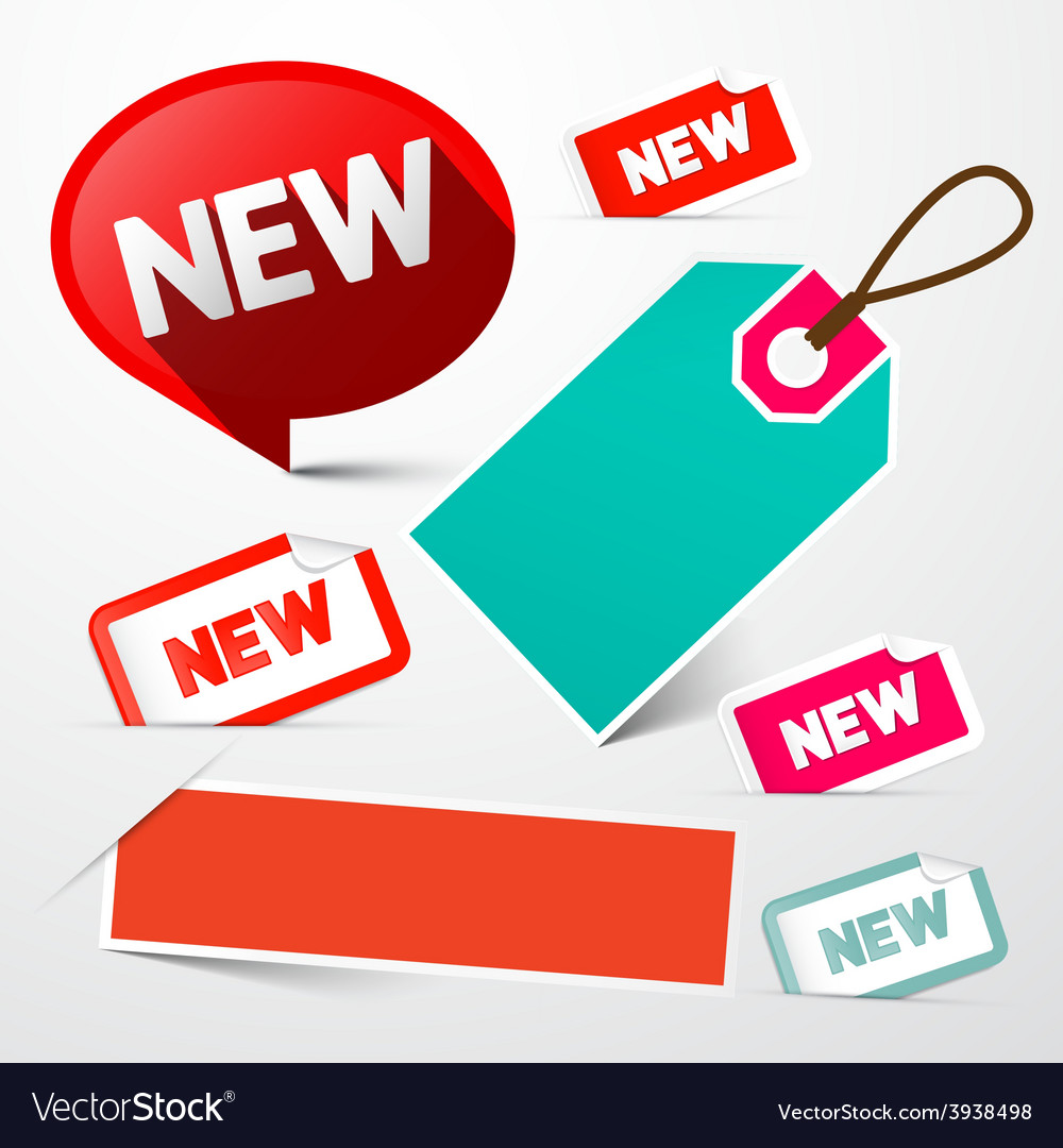 New and empty paper labels set isolated on light