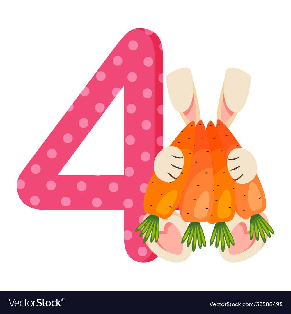 Number 4 four for kids learn to count with bunny