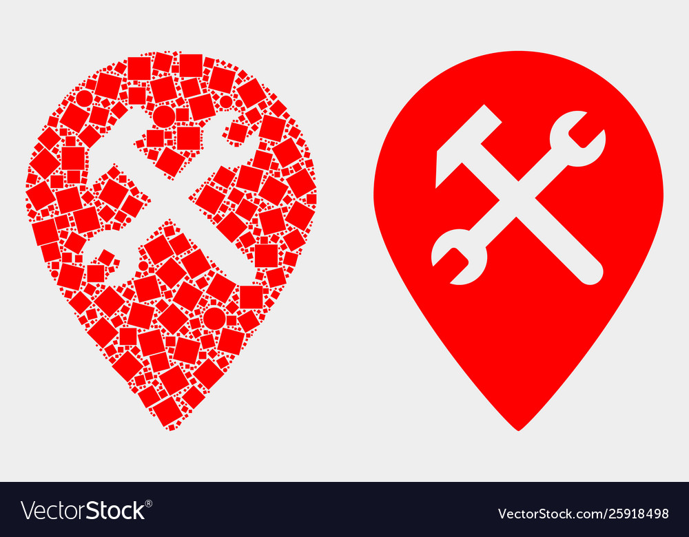 Pixelated and flat service map pointer icon vector image Pixelated and flat service map pointer icon