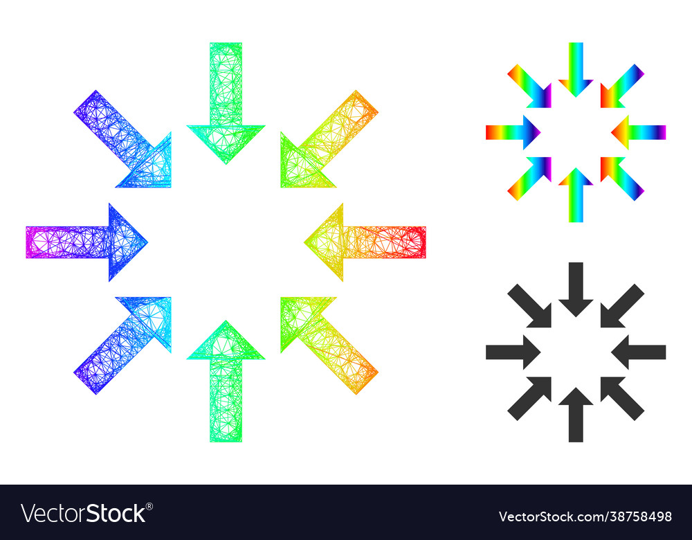 Rainbow network gradient collapse arrows icon vector image Rainbow network gradient collapse arrows icon