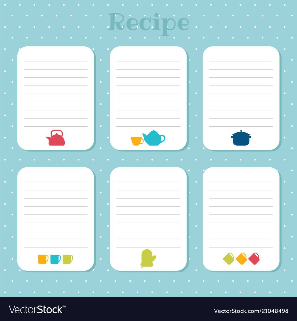 Recipe cards set cooking card templates Royalty Free Vector In Restaurant Recipe Card Template