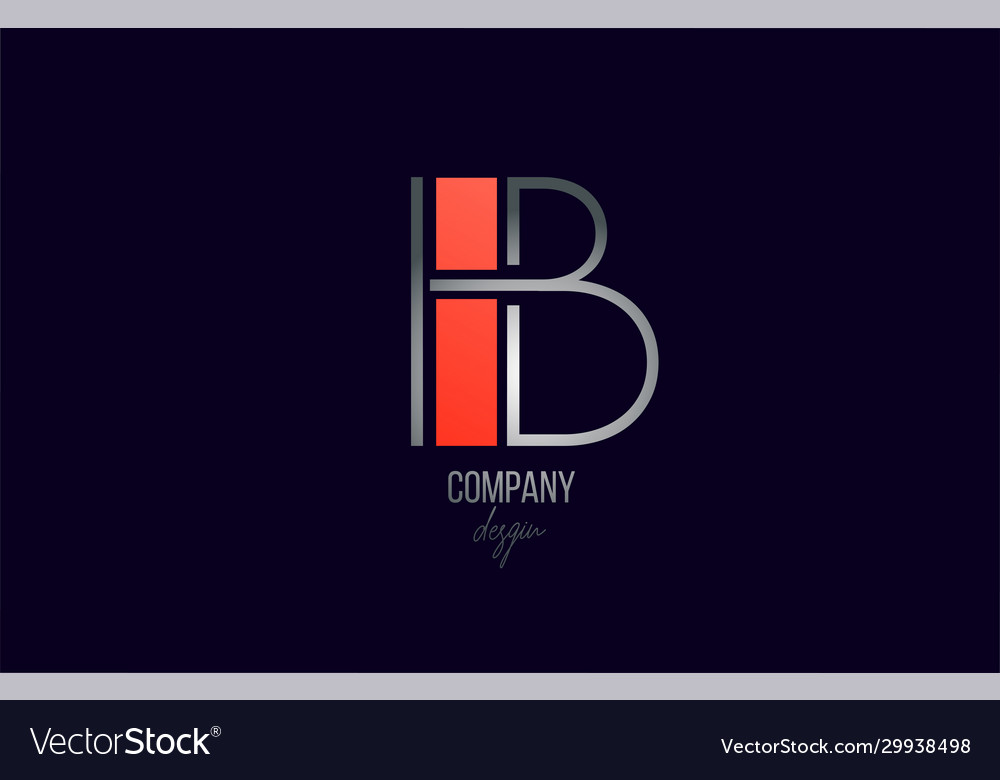 Red grey b letter logo alphabet icon with line Vector Image