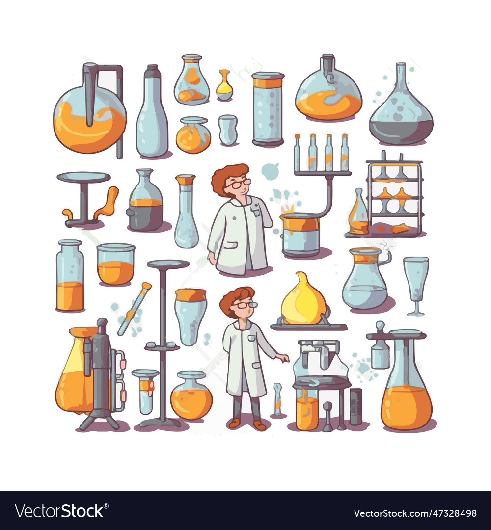 Scientists with simple characters Vector Image Scientists with simple characters
