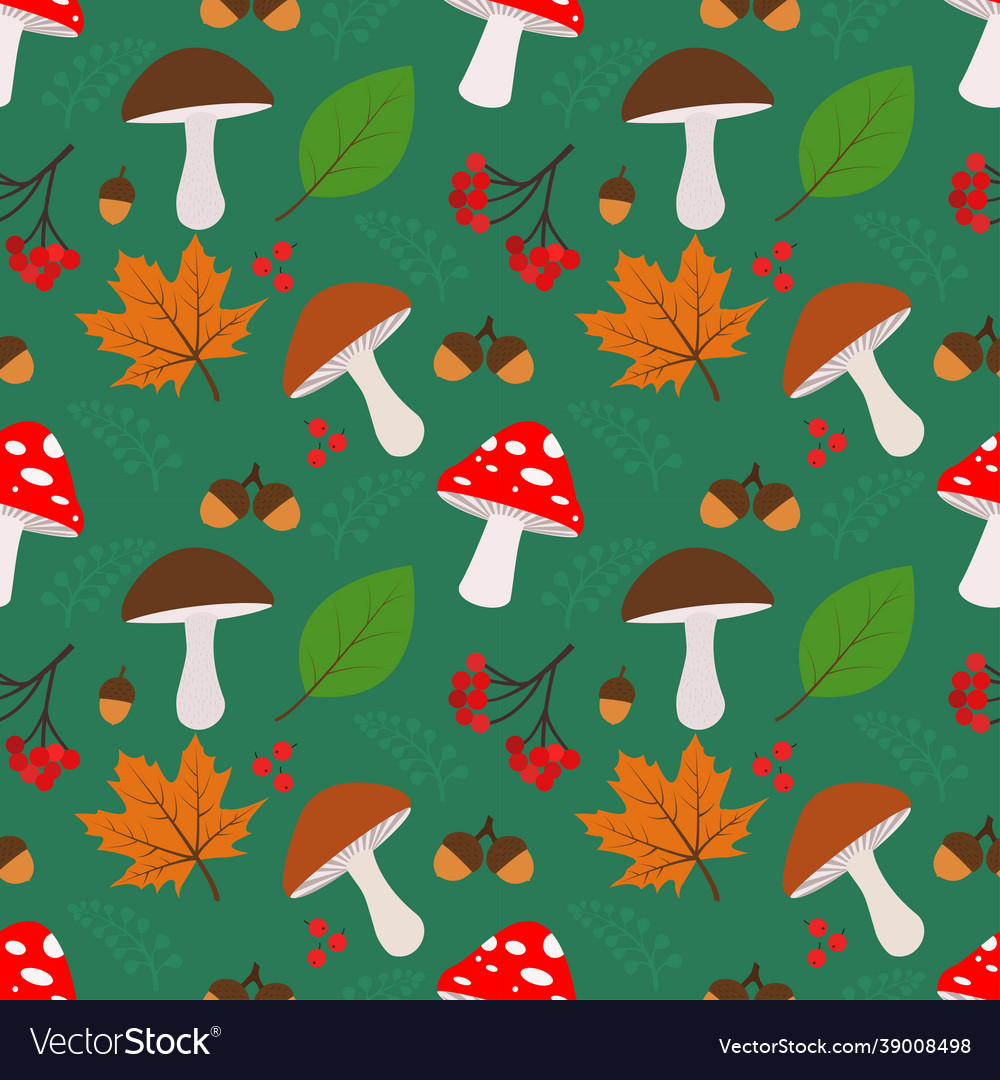 Seamless pattern with autumn elements vector image Seamless pattern with autumn elements