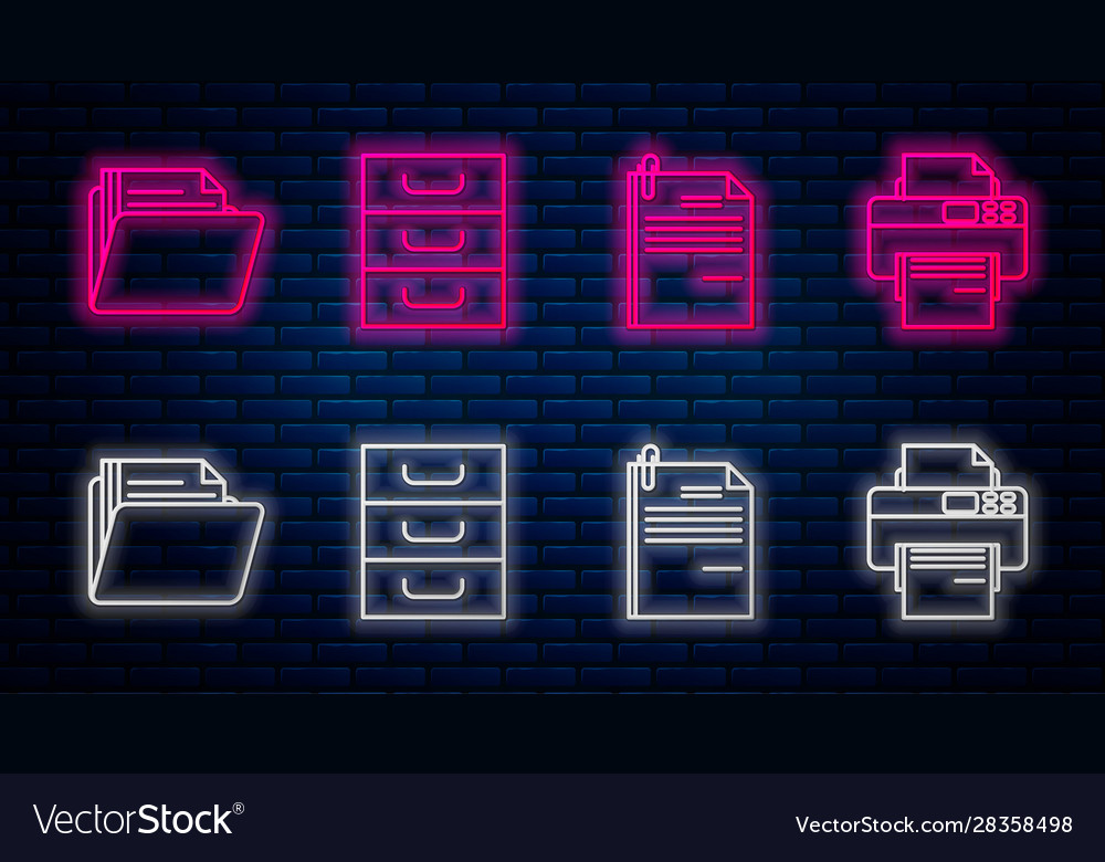 Set line drawer with documents file document vector image Set line drawer with documents file document