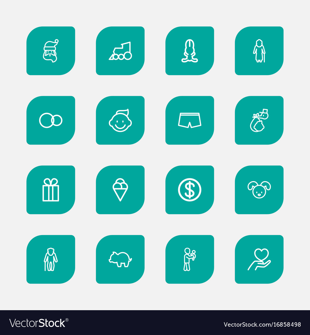 Set of 16 editable kin outline icons includes