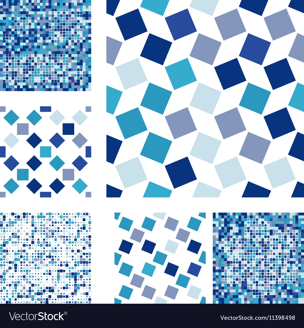 Set of abstract seamless patterns with squares