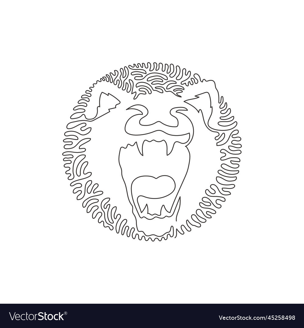 Single swirl continuous line drawing of scary