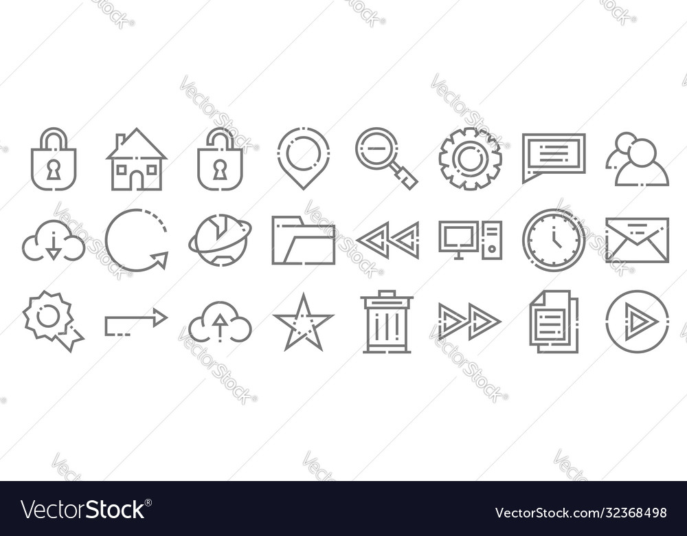 Web essentials line icons linear set quality vector image Web essentials line icons linear set quality