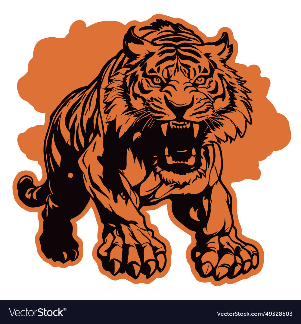 Angry tiger roar face Royalty Free Vector Image