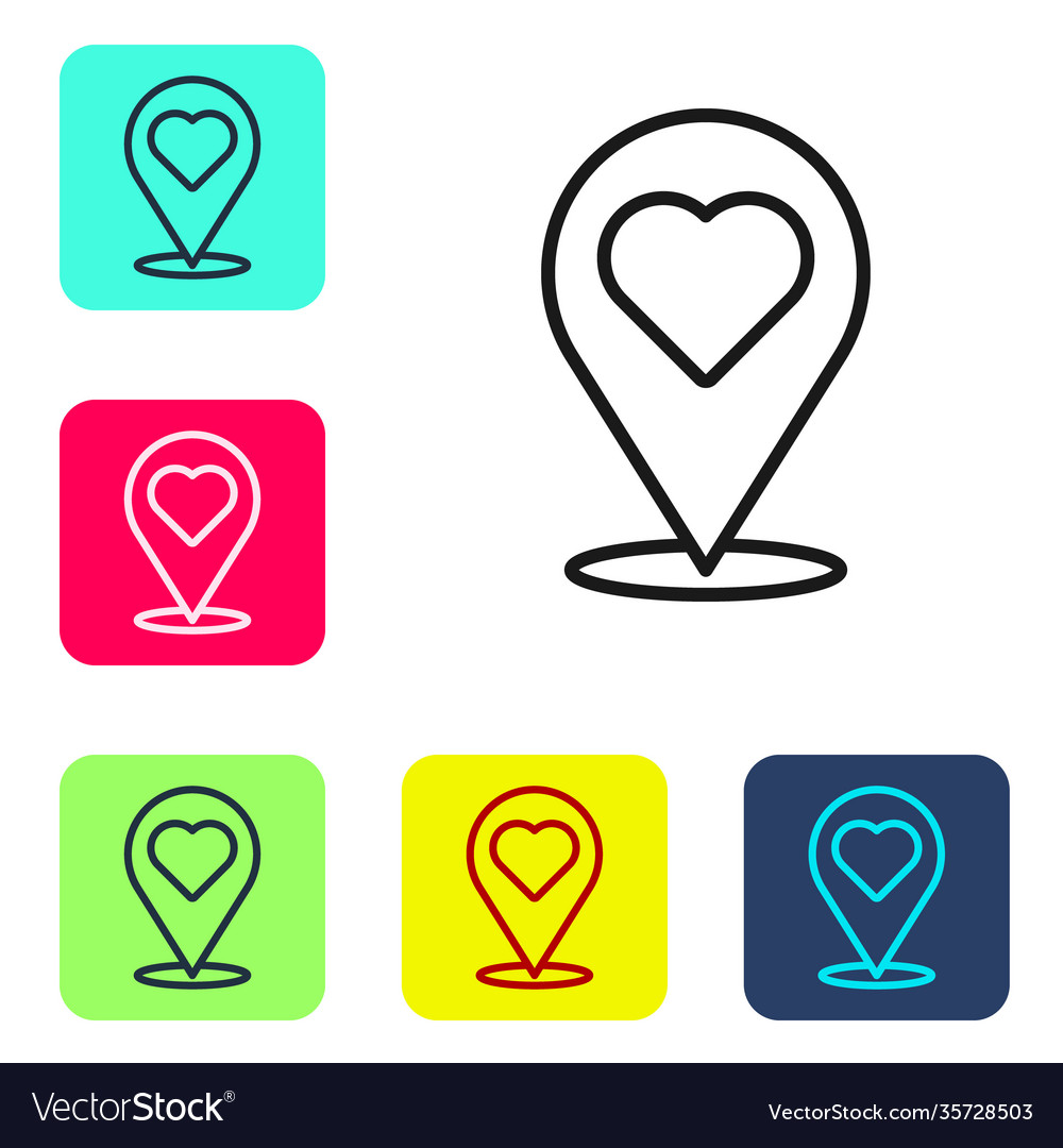 Black line map pointer with heart icon isolated vector image Black line map pointer with heart icon isolated