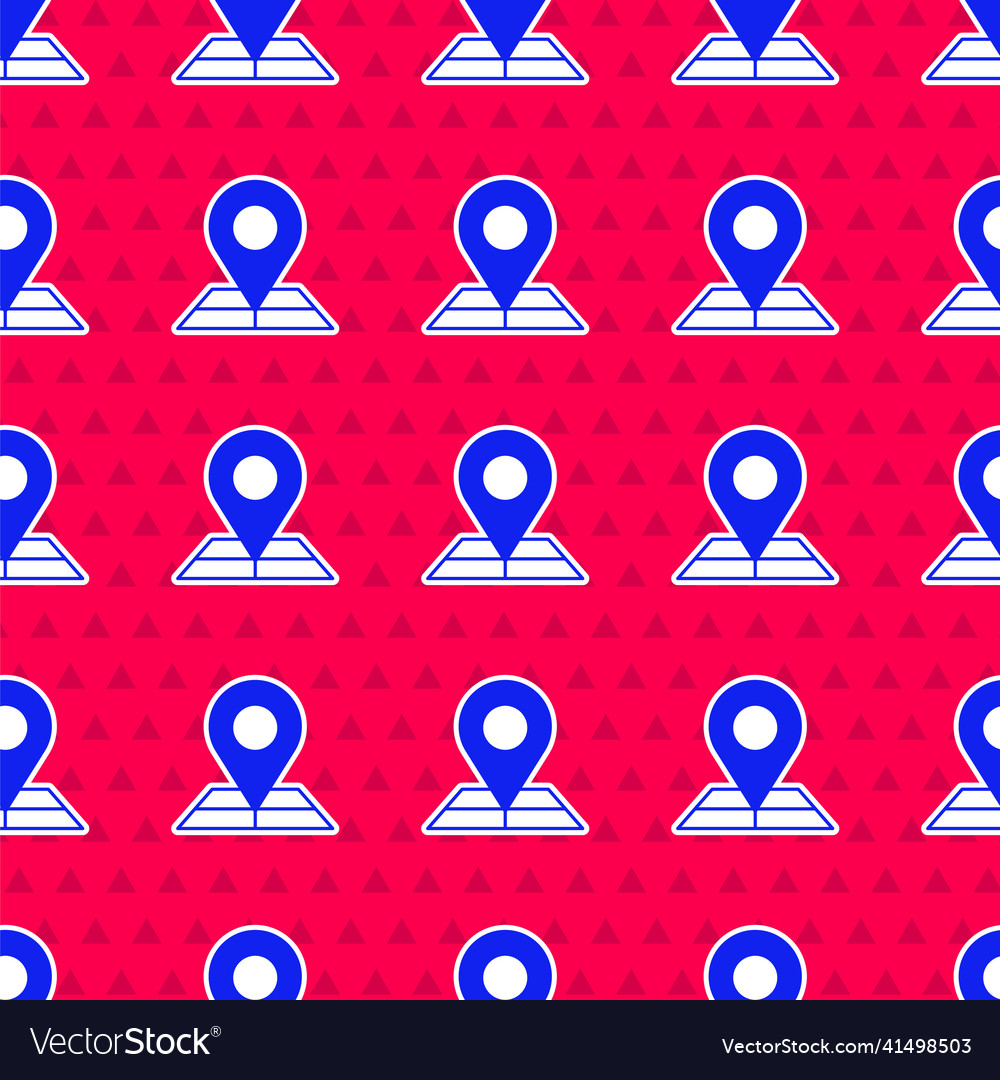 Blue folded map with location marker icon isolated vector image Blue folded map with location marker icon isolated