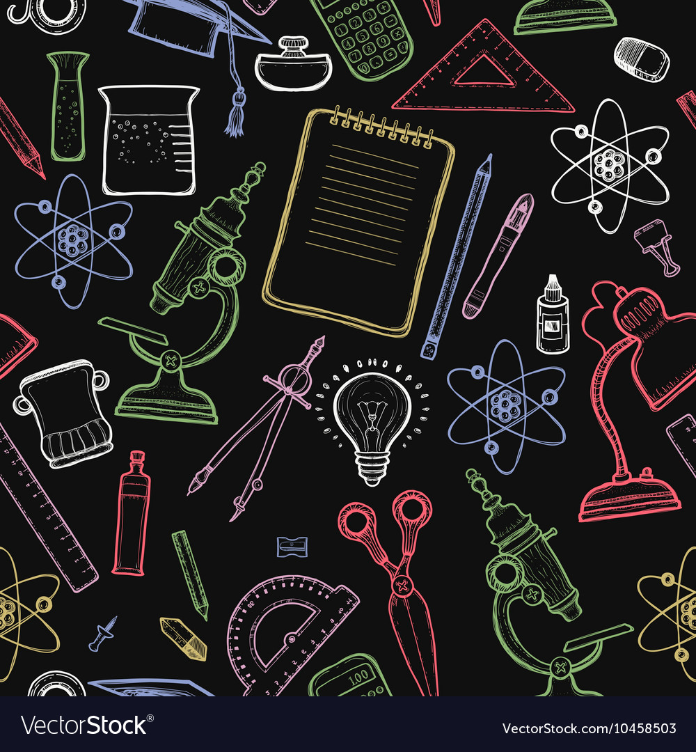 Chalkboard school seamless pattern Royalty Free Vector Image