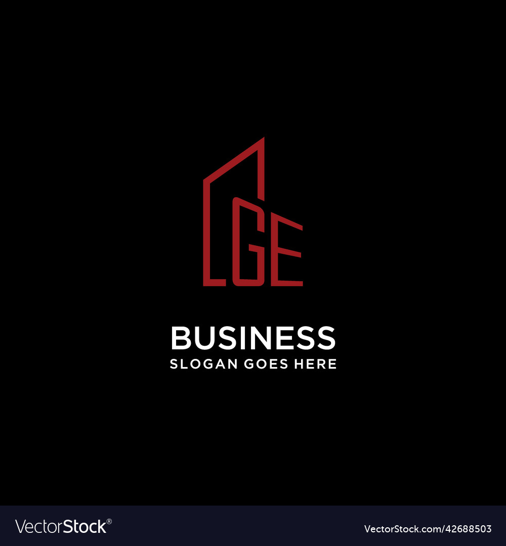 Ge initial monogram with building logo design Vector Image Ge initial monogram with building logo design