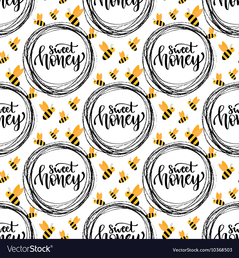 Honey seamless pattern with bee packaging design