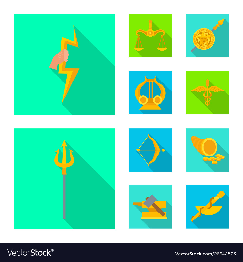 Isolated object deity and antique symbol set vector image Isolated object deity and antique symbol set
