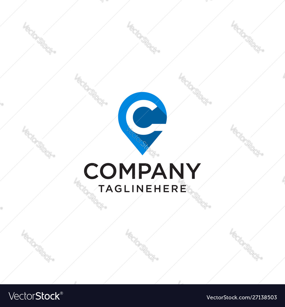 Letter c with map pointer logo design concept