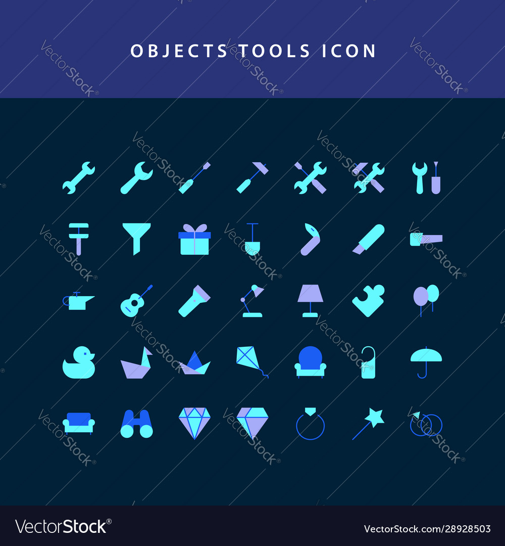 Object tool flat style design icon set
