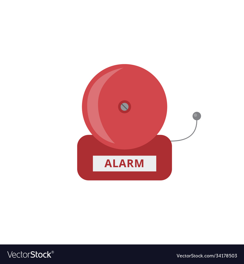 Red metal fire alarm bell a flat isolated Vector Image