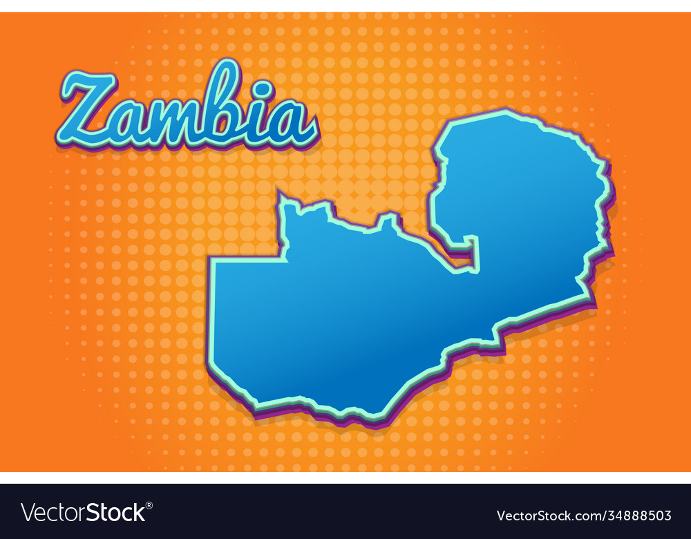 Retro map zambia with halftone background vector image Retro map zambia with halftone background
