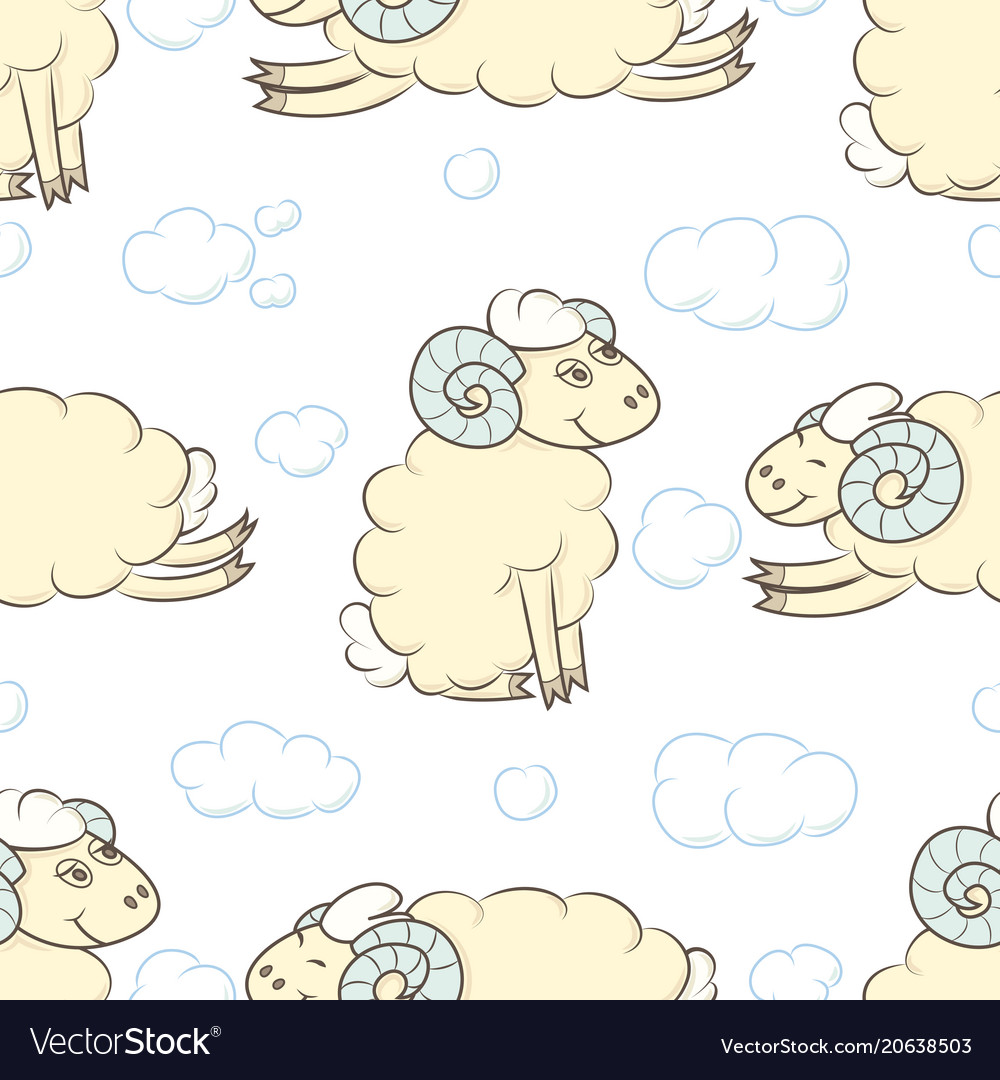 Seamless pattern background with sheep vector image Seamless pattern background with sheep