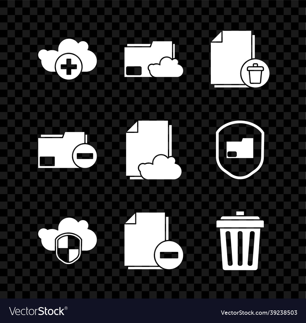 Set add cloud storage text document folder vector image Set add cloud storage text document folder