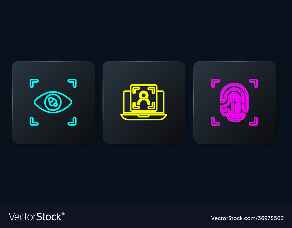 Set line eye scan fingerprint and laptop