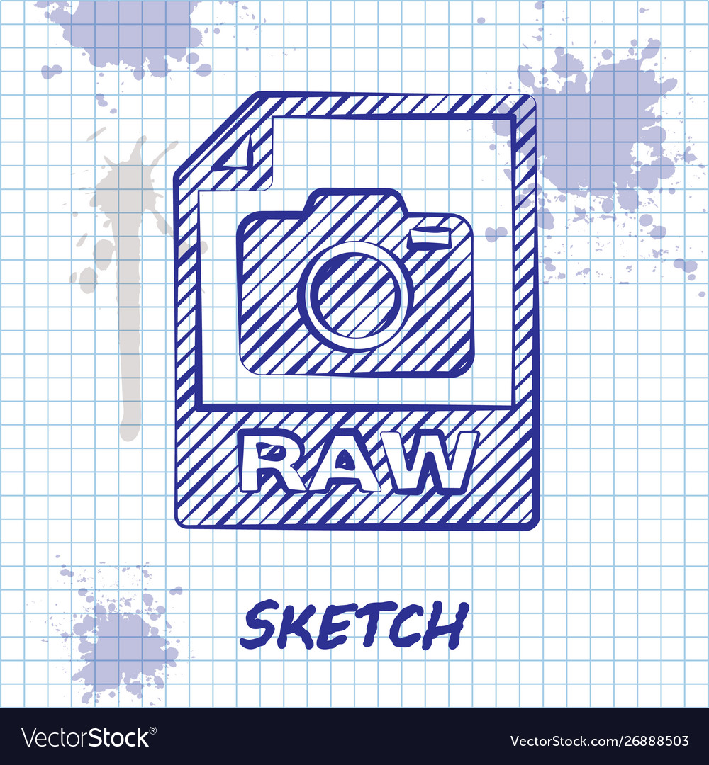 Sketch line raw file document download button vector image Sketch line raw file document download button