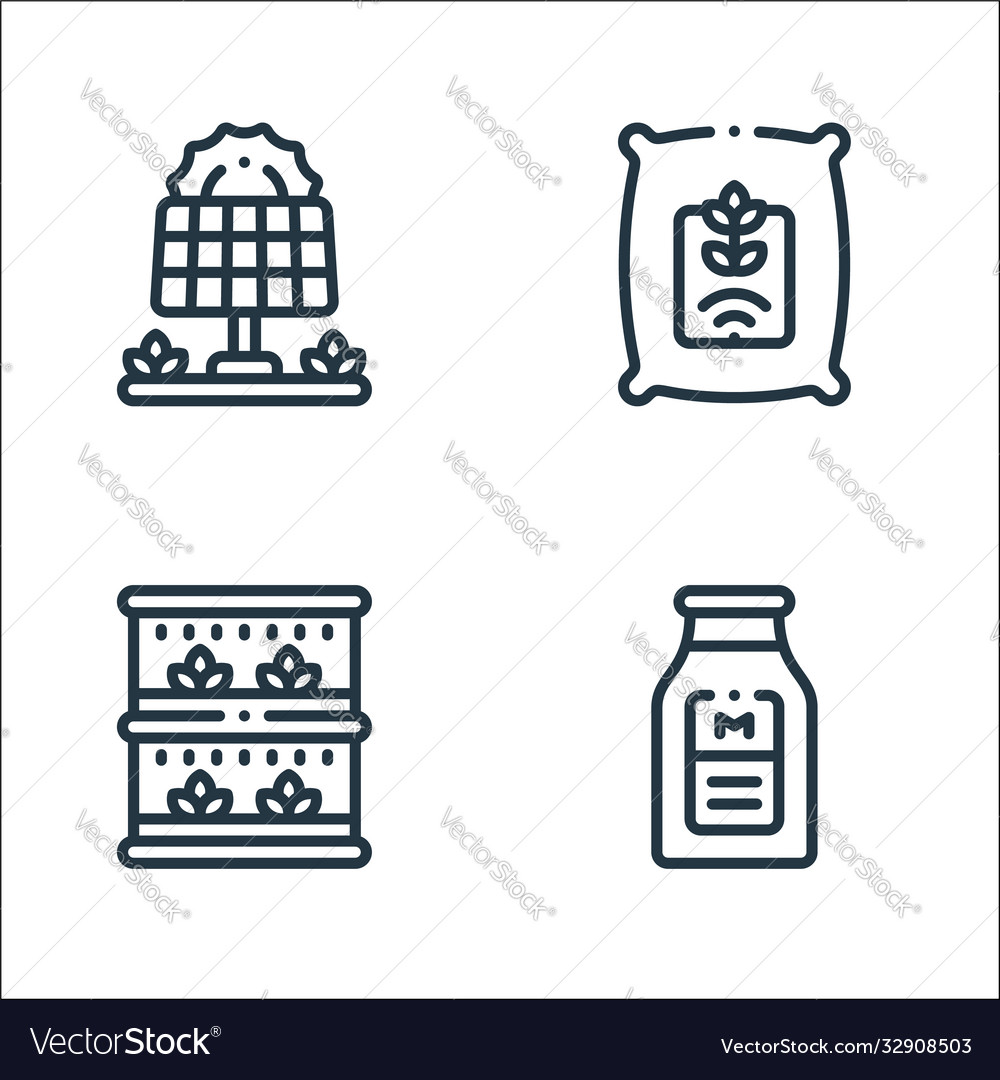 Smart farm line icons linear set quality vector image Smart farm line icons linear set quality