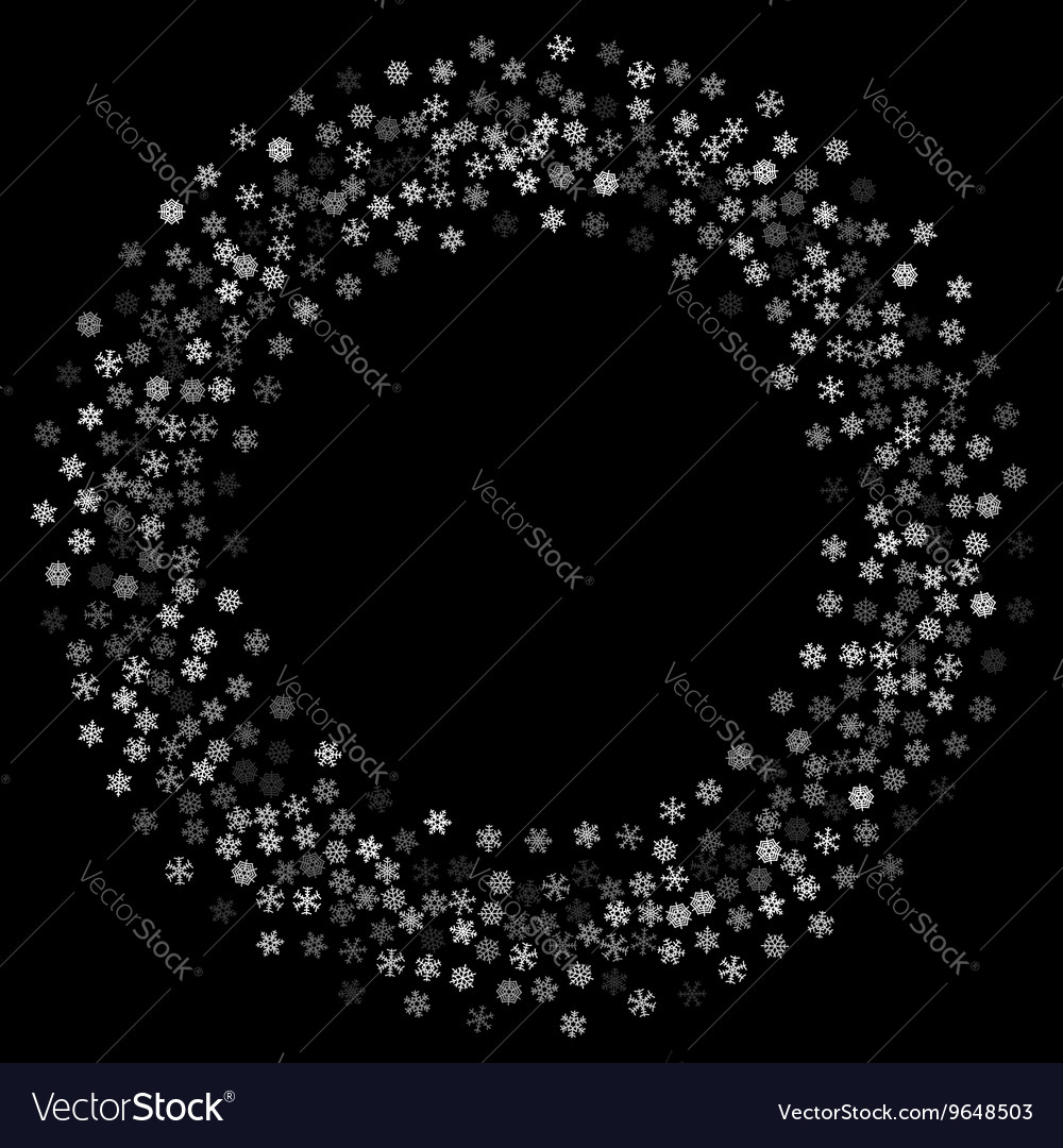 Snowfall with random snowflakes in the dark