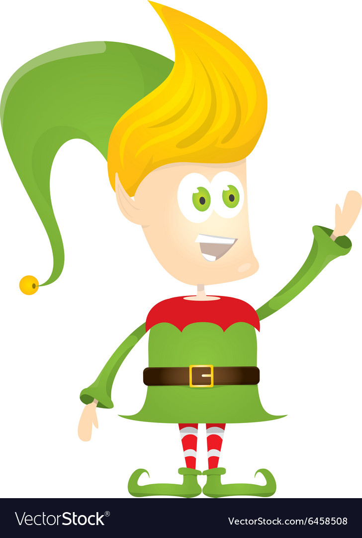 Cartoon cute happy christmas elf