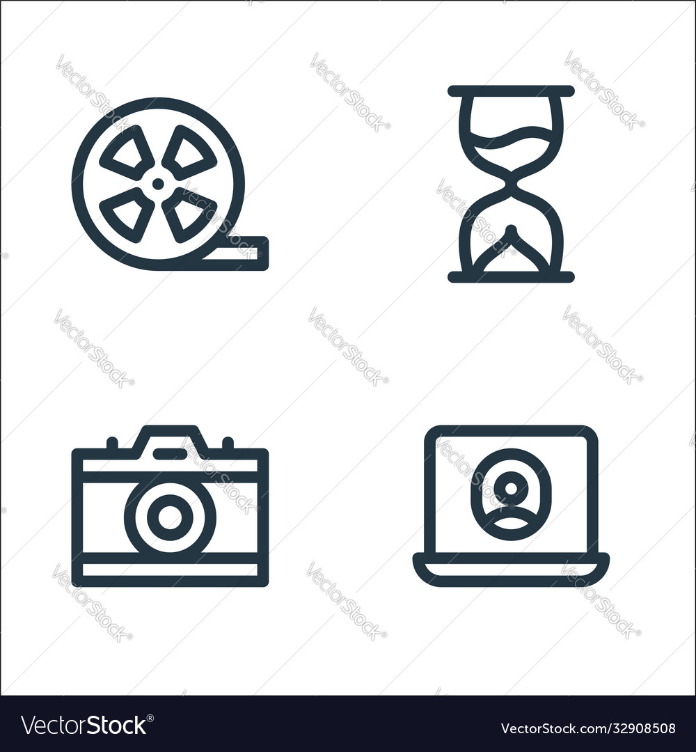 Communication and media line icons linear set vector image Communication and media line icons linear set
