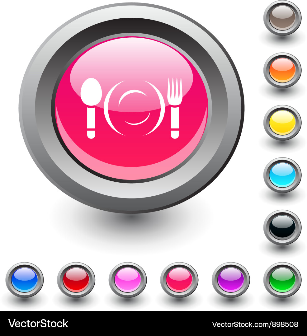 Simple Food Button Dinner round button Royalty Free Vector Image - VectorStock