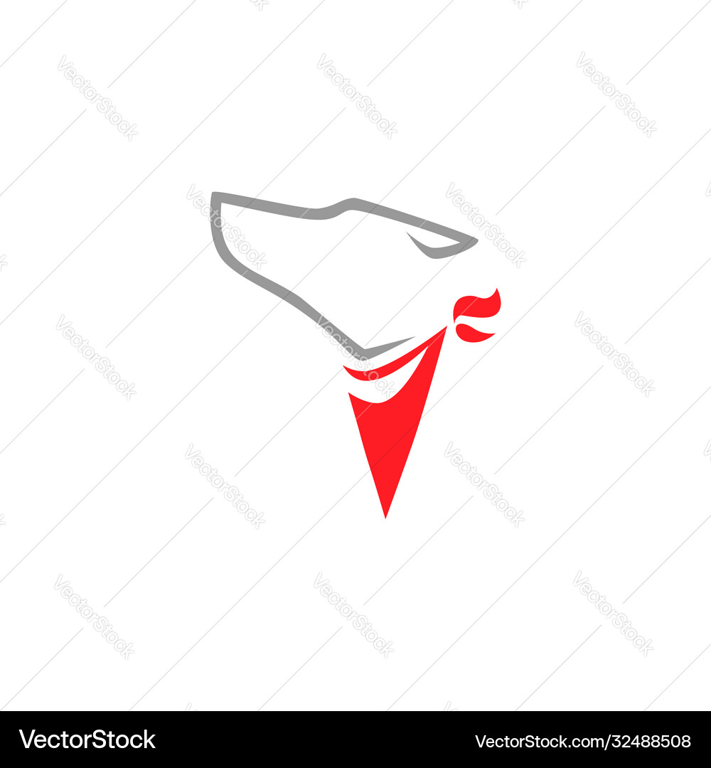 Dog with red bandana on white backdrop Royalty Free Vector