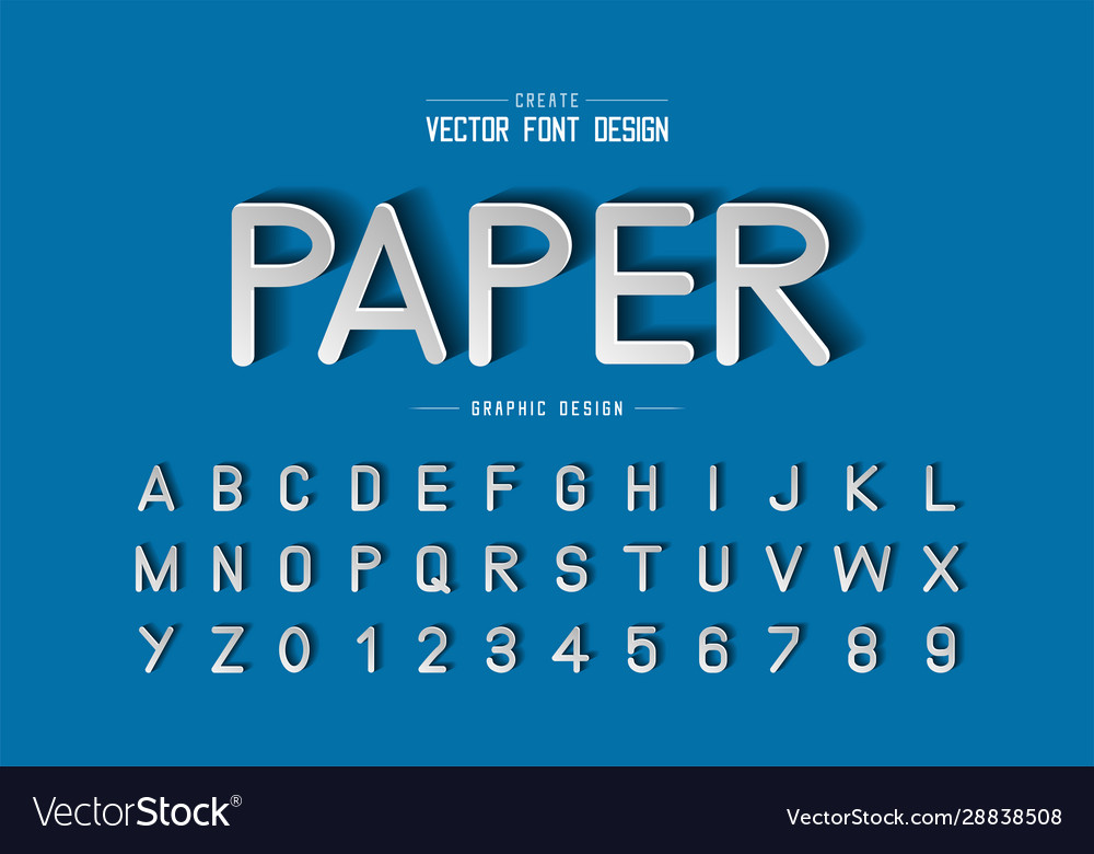 Font paper cut and alphabet script typeface vector image Font paper cut and alphabet script typeface