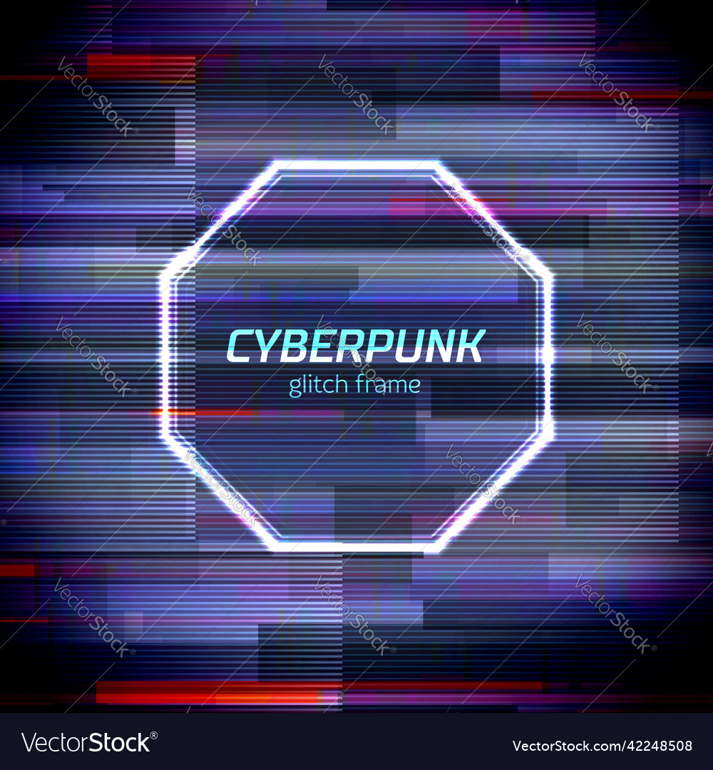 Glitch cyberpunk frame with technology error