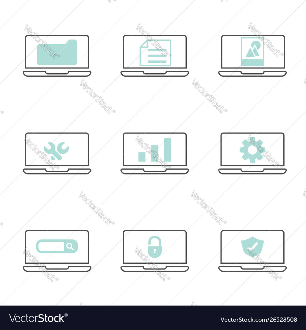 Laptop mit Systemsymbolen