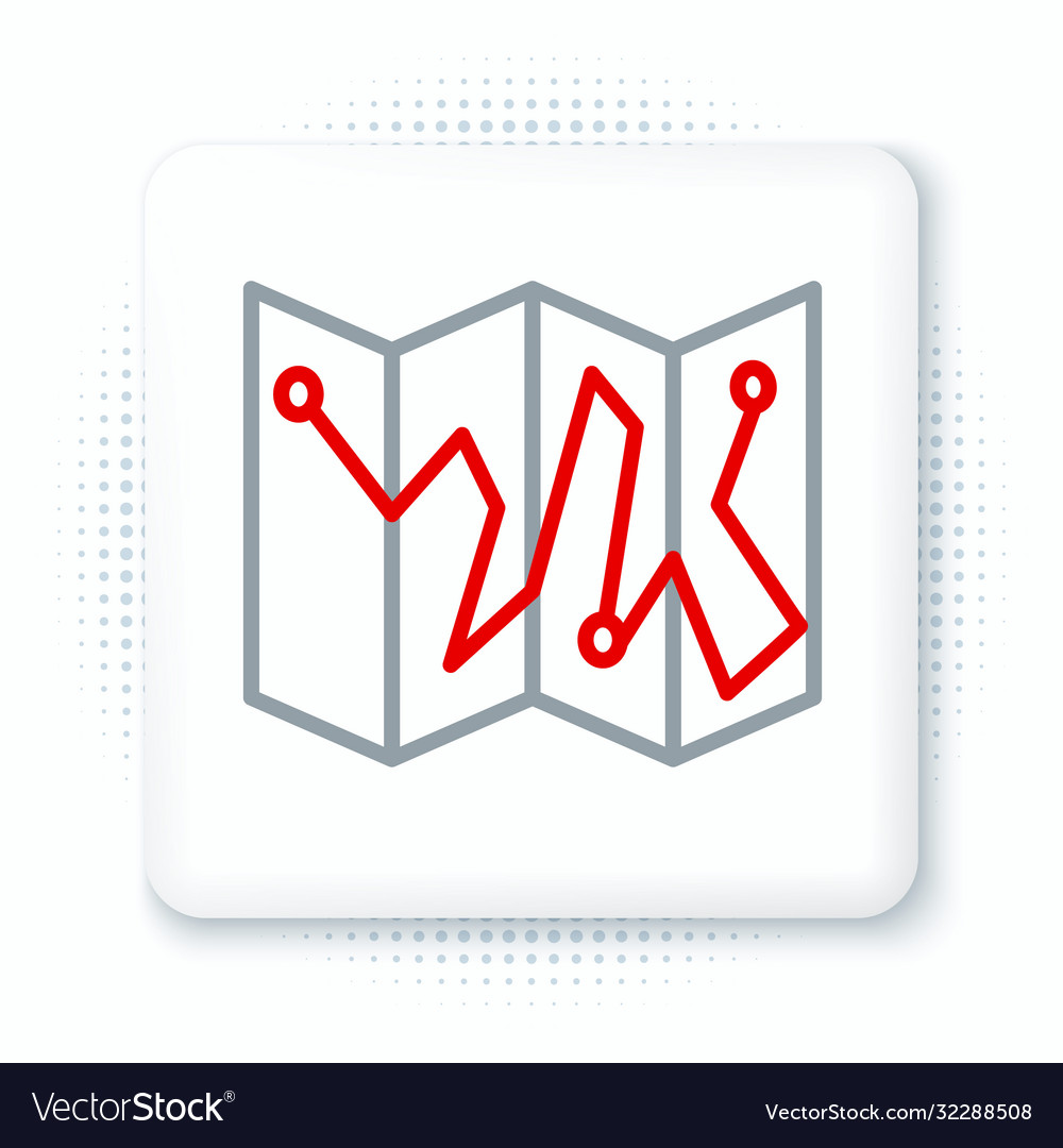 Line folded map with location marker icon isolated Vector Image Line folded map with location marker icon isolated