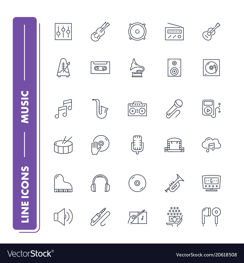 Line icons set music