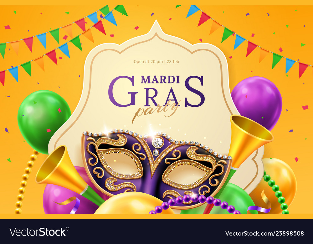 Mask carnival at mardi gras invitation flyer vector image Mask carnival at mardi gras invitation flyer