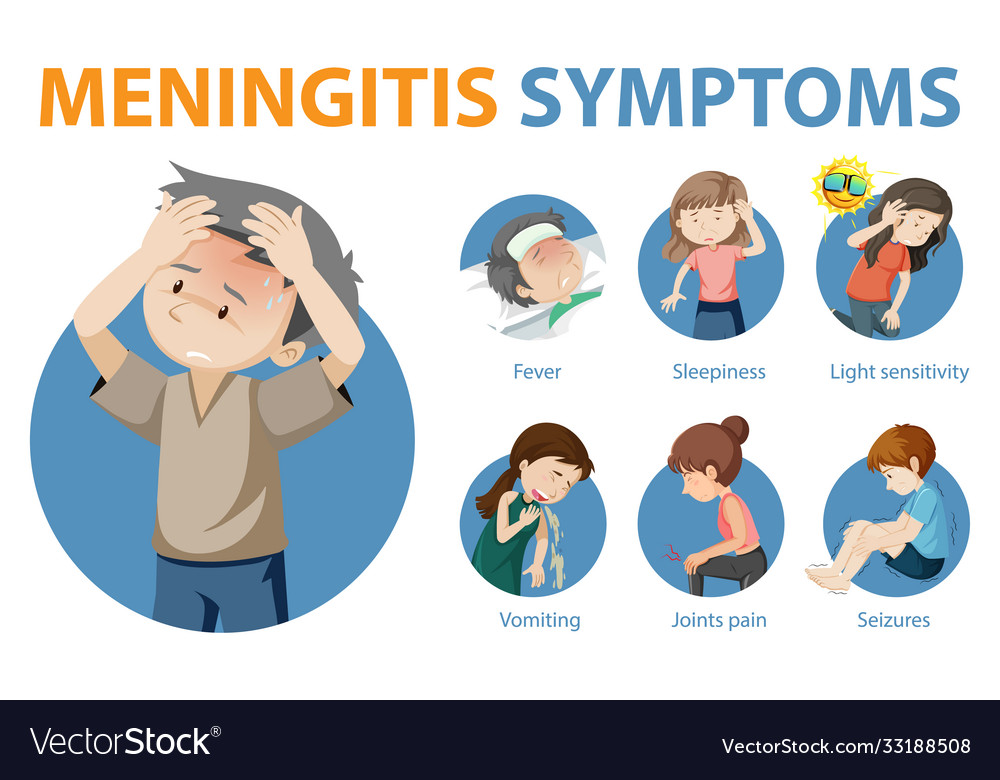 Meningitis symptoms cartoon style infographic Vector Image