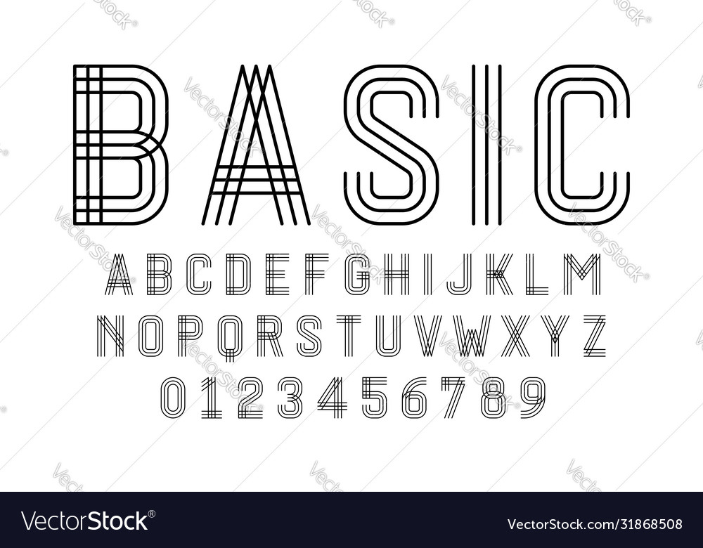 Set alphabets font modern design with lines