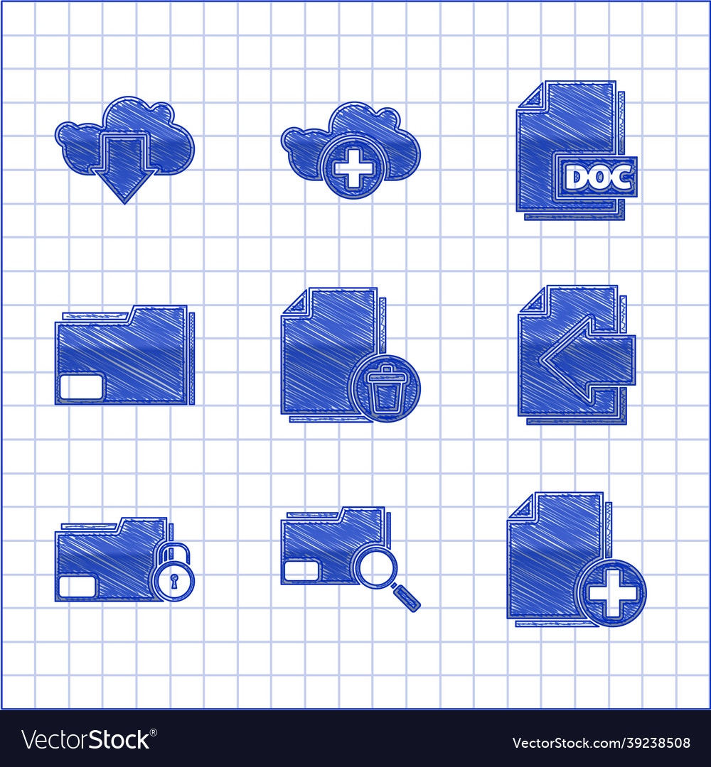 Set delete file document search concept vector image Set delete file document search concept