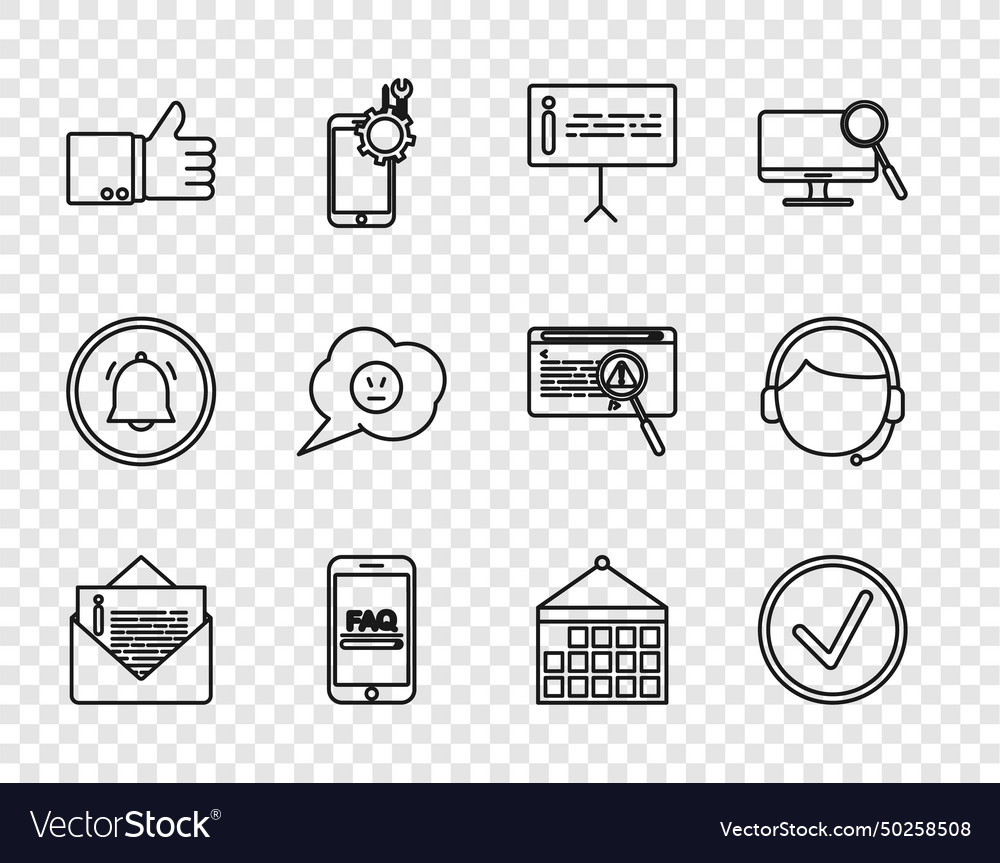 Set line envelope check mark in circle vector image Set line envelope check mark in circle